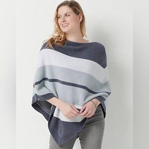Barefoot Dreams Grey Striped Ocean Breeze Poncho